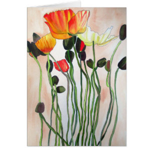 Le pavot orange fleurit l'art d'aquarelle