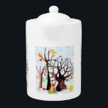 Le pays des merveilles de l'automne<br><div class="desc">Cette image est conçue comme un jour d'automne avec la neige qui descend. Les arbres perdent leurs feuilles et les dindes sont assises sur leurs légumes et leurs fruits. Cette théière est disponible en différents styles et tailles. Correspond à d'autres marchandises dans notre département de cuisine.</div>