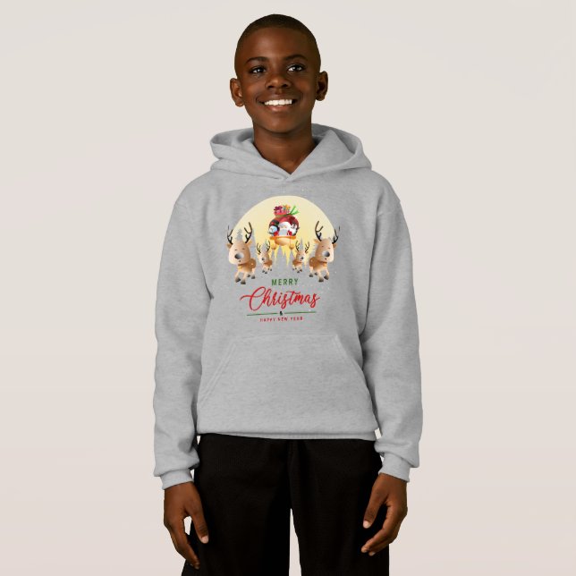 Le Père Noël arrive | Sweat à capuche pour enfants (Devant entier)