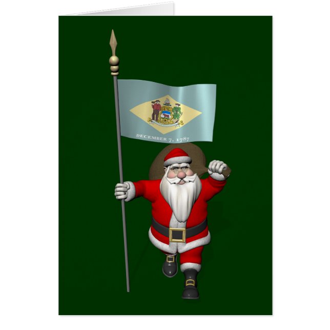 Le Père Noël Avec L'Enseigne Du Delaware (Devant)