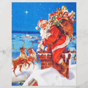 Le Père Noël et son renne sur le toit