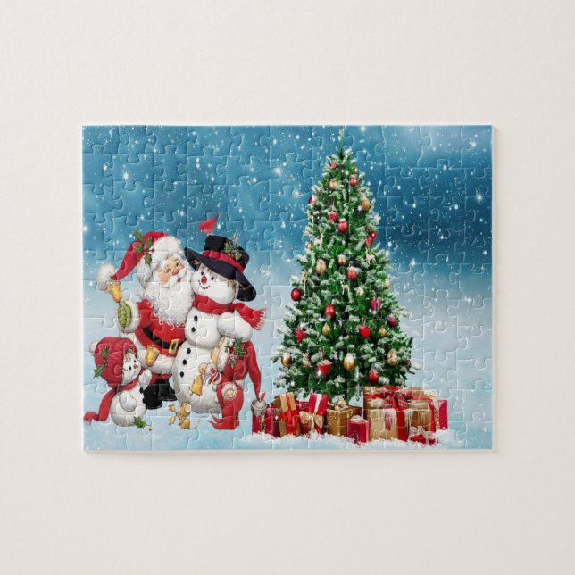 Le Père Noël fête le puzzle de Noël (Horizontal)