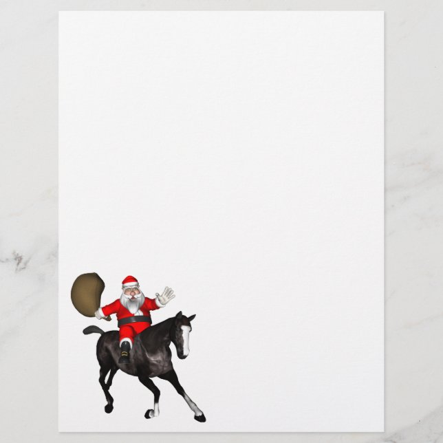 Le Père Noël Monte Un Cheval Noir (Devant)