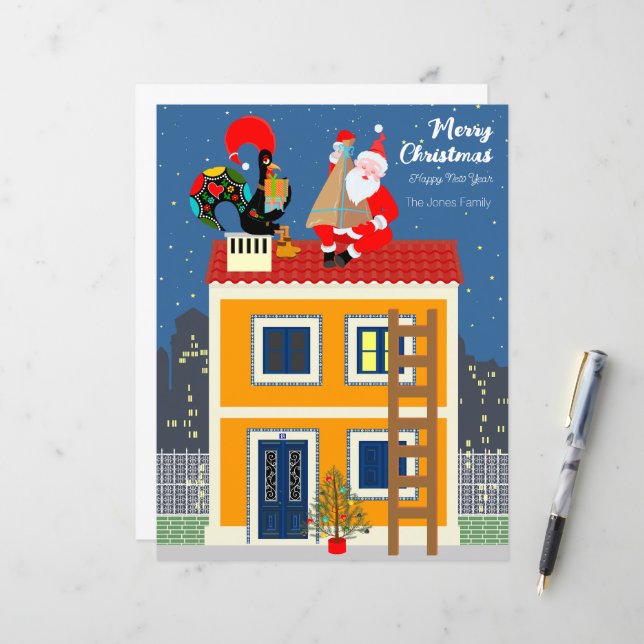 Le Père Noël rencontre le Coq portugais (Devant/Arrière en situation)