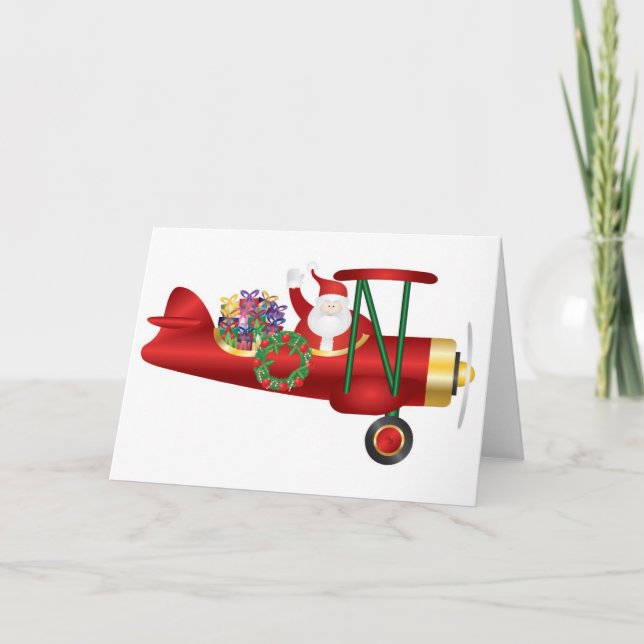 Le Père Noël sur Biplane avec cartes de voeux Cade (Devant)