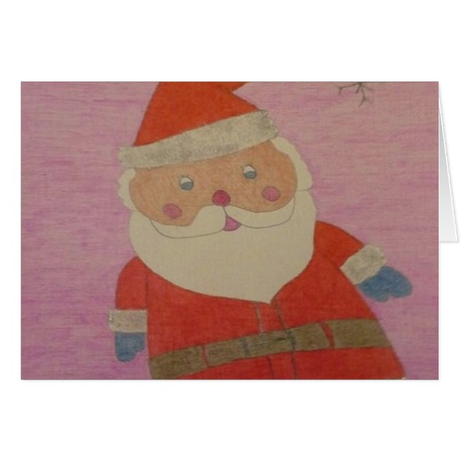 Le Père Noël sur la carte de Noël rose (Devant horizontal)