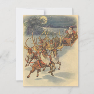 Le Père Noël vintage à Sleigh Invitation de Noël