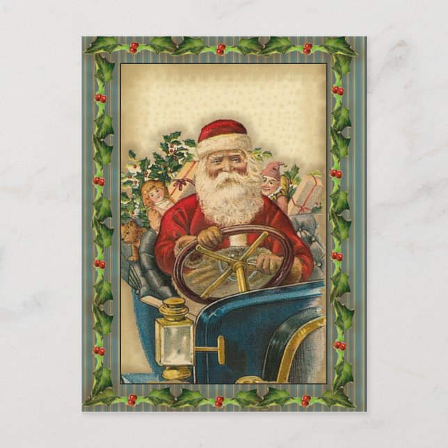 Le père noël vintage dans la voiture : Cartes (Devant)