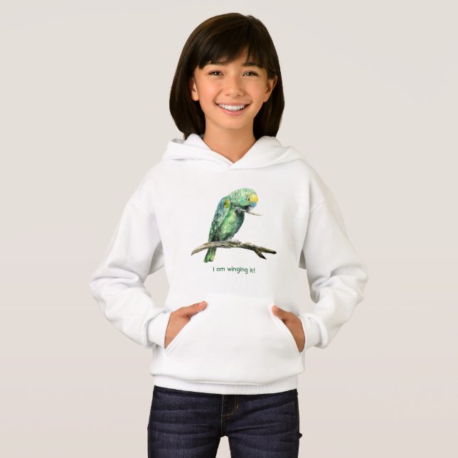 Le perroquet vert l'émailler sweat - shirt à capuc (Devant entier)