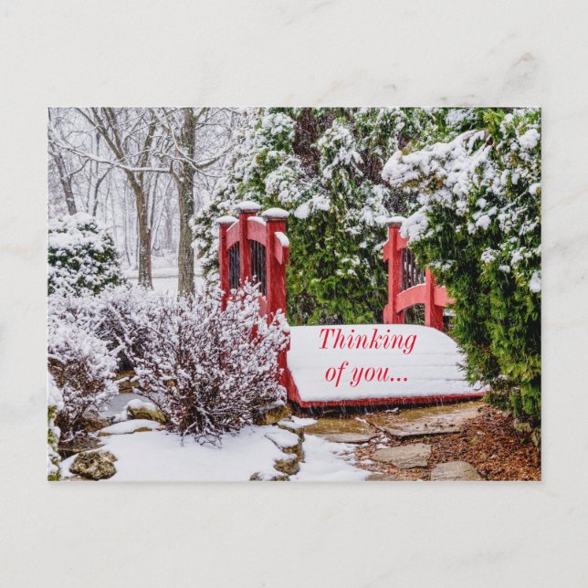 Le Petit Pont Rouge Pensant À Vous Carte Postale (Devant)