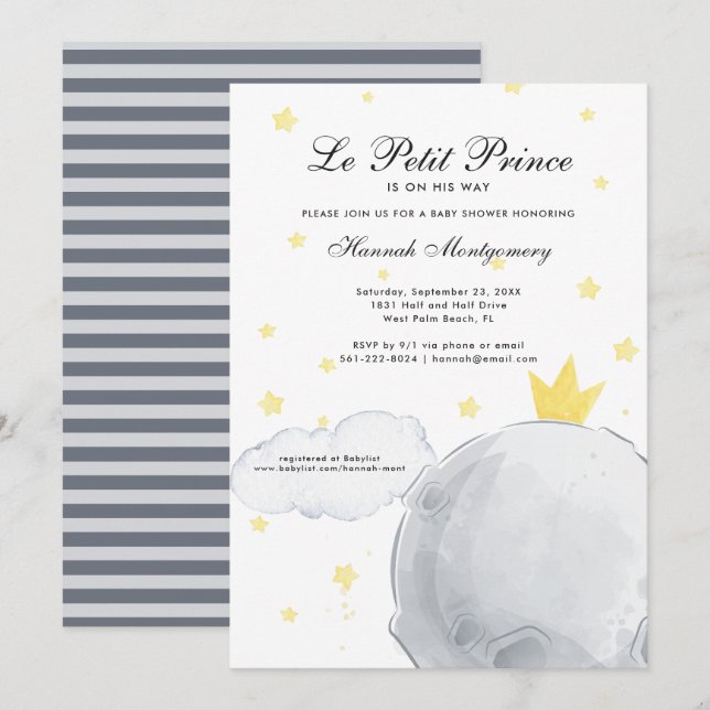 Le Petit Prince | Invitation Baby shower (Devant / Derrière)
