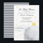 Le Petit Prince | Invitation Baby shower<br><div class="desc">Vous planifiez un baby shower pour un futur petit prince ? Ces invitations minimales sont le choix idéal. Avec la lune, les étoiles et la petite couronne chère. Ajoutez votre libellé personnalisé à cette conception à l'aide des cases "Modifier ce modèle de conception" situées à droite de l'élément ou cliquez...</div>