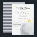 Le Petit Prince | Invitation Baby shower<br><div class="desc">Vous planifiez un baby shower pour un futur petit prince ? Ces invitations minimales sont le choix idéal. Avec la lune, les étoiles et la petite couronne chère. Ajoutez votre libellé personnalisé à cette conception à l'aide des cases "Modifier ce modèle de conception" situées à droite de l'élément ou cliquez...</div>