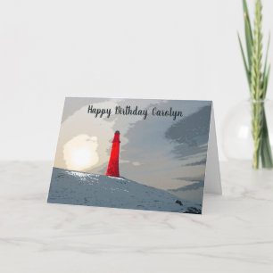Le phare rouge, carte d'anniversaire, personnalisé