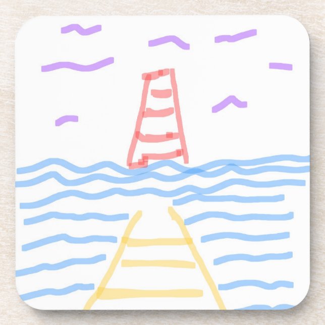 Le phare rouge et le dessous de verre de la jetée  (Devant)