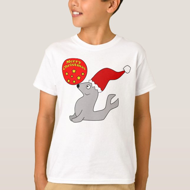 Le phoque de Joyeux Noël badine le T-shirt (Devant)