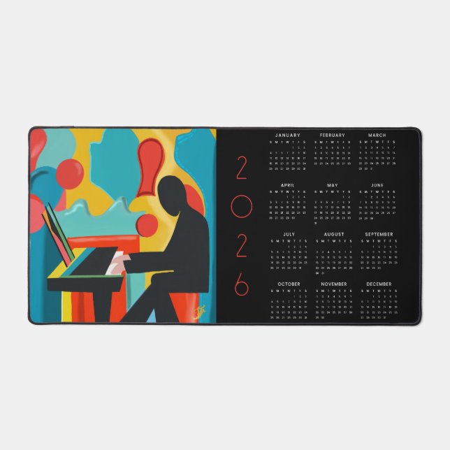 Le Pianiste Peinture à l'huile originale calendrie (Recto)