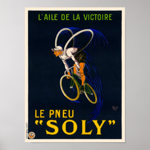 Le Pneu Soly France Poster vintage 1922