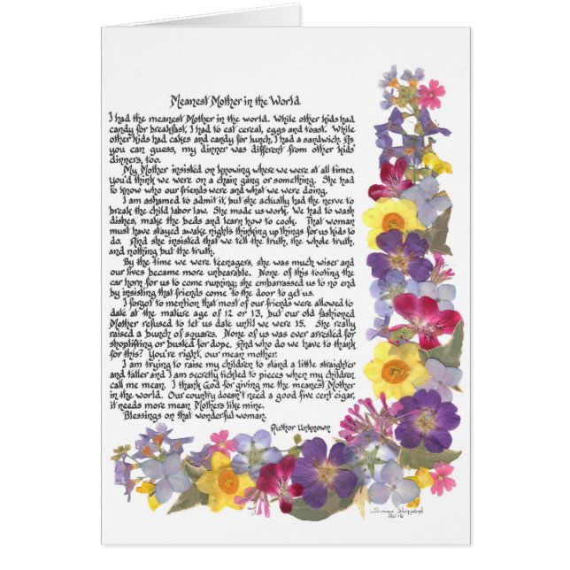 Le poème de mère le plus moyen (Devant)