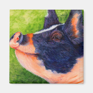 Le porc heureux - aimant de porc