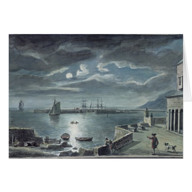 Le port et le Cobb, Lyme REGIS par clair de lune (Devant horizontal)