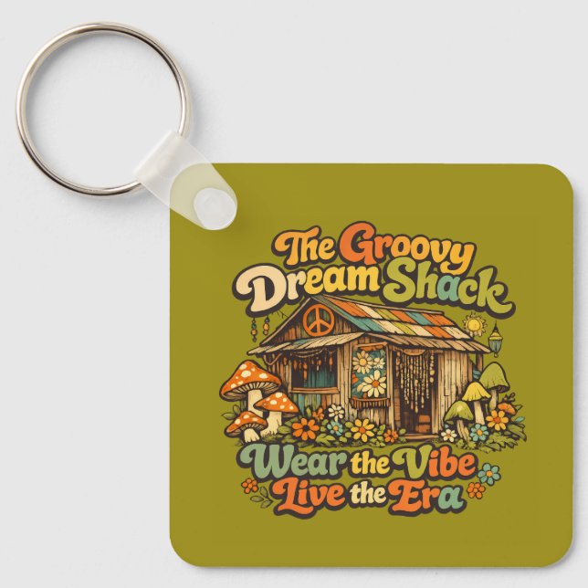 Le porte-clés carré Groovy Dream Shack (Recto)