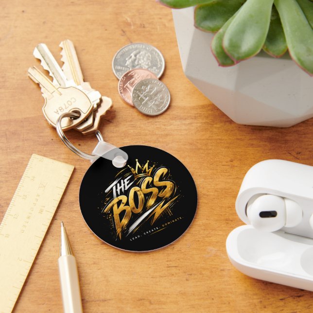 Le porte-clés motivant en or Crown – The Boss (Bureau)