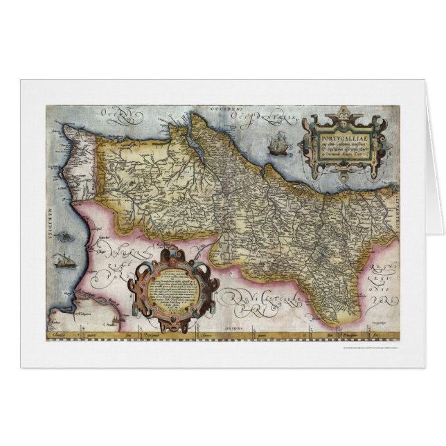 Le Portugal par la carte 1579 d'Ortelius (Devant horizontal)