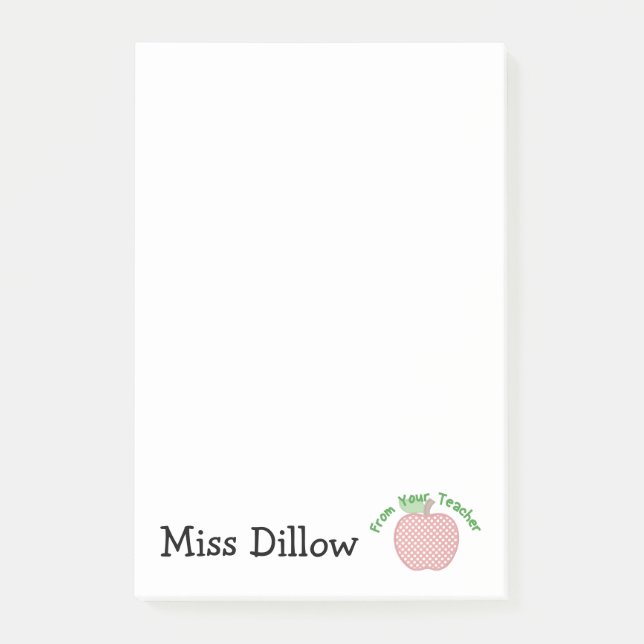 Le post-it d'Apple du professeur 4x6 personnalisé (Devant)