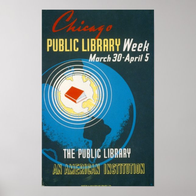 Le Poster vintage de la bibliothèque publique (Devant)