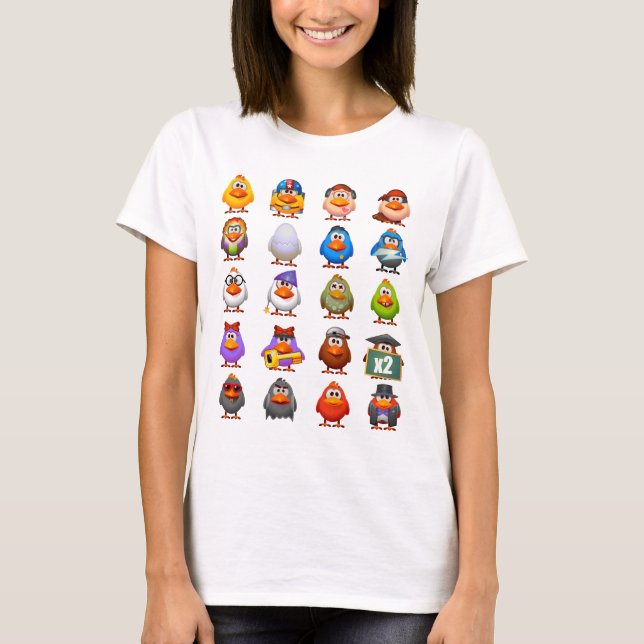 Le poulet raye le T-shirt de dames (adapté) w/logo (Devant)