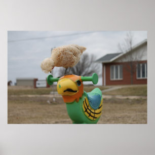 Le poulet rencontre une affiche d'ami
