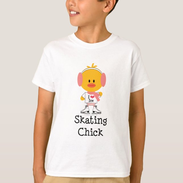 Le poussin de patinage de glace badine le T-shirt (Devant)