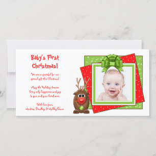 Le premier Carte photo de Noël du bébé Reindeer de