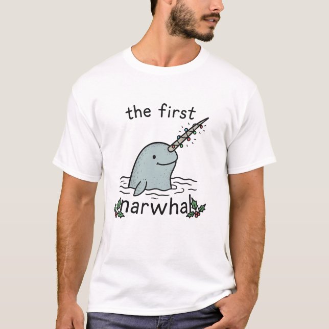 Le premier narval - T-shirt de Noël avec jeu de mo (Devant)