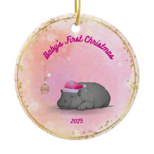 Le premier Noël de bébé - Ornement Hippopotame en 