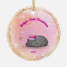 Le premier Noël de bébé - Ornement Hippopotame en 