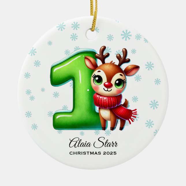 Le premier ornement de Noël du bébé Reindeer (Devant)