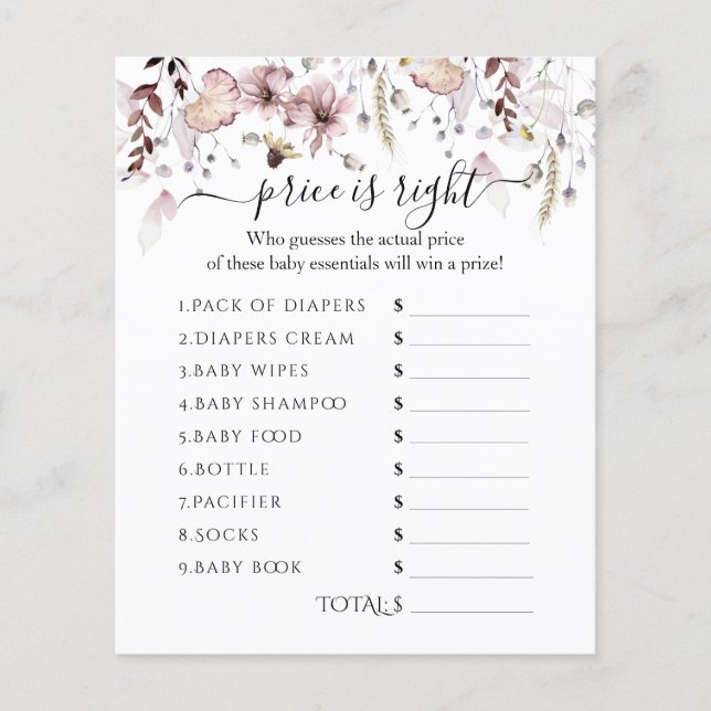 Le prix du Baby shower fleur sauvage est le bon je (Devant)