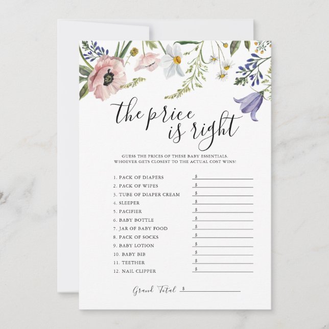 Le Prix Est Bon Baby shower Carte De Jeu (Devant)