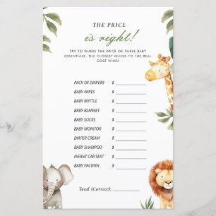 Le prix est correct Safari Animaux Baby shower Jeu