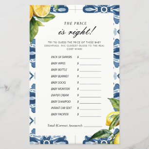 Le prix est juste Citron Positano Baby shower jeu