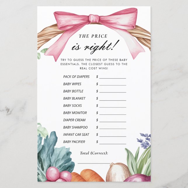 Le prix est juste le jeu de Baby shower cultivé lo (Devant)