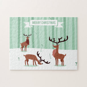 Le puzzle de Noël de mignons rennes