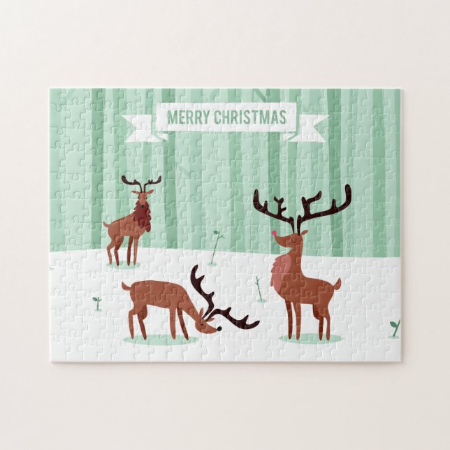 Le puzzle de Noël de mignons rennes (Horizontal)