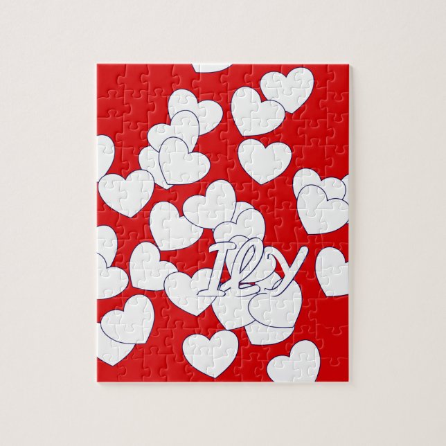 Le Puzzle "I Love You", Coeurs Rouge Et Blanc (Vertical)