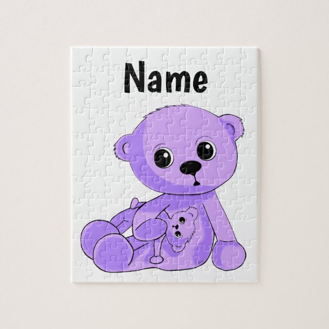 Le puzzle pourpre d'ours de nounours de bébé (Vertical)