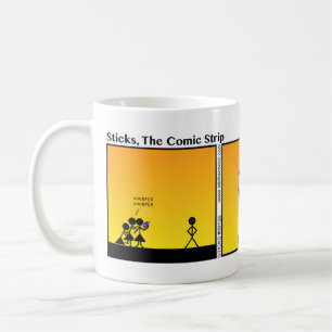 Le raton laveur drôle observe la tasse de Stickma