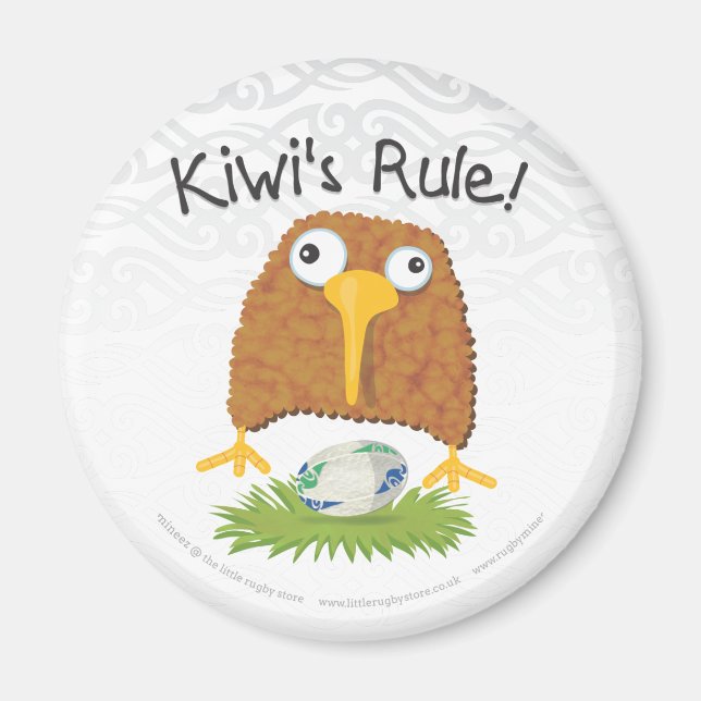 "Le règne de Kiwi" Rugby Fridge Magnet (Devant)