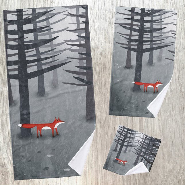 Le Renard et la Forêt (The fox and the forest wildlife woodland themed towel set)